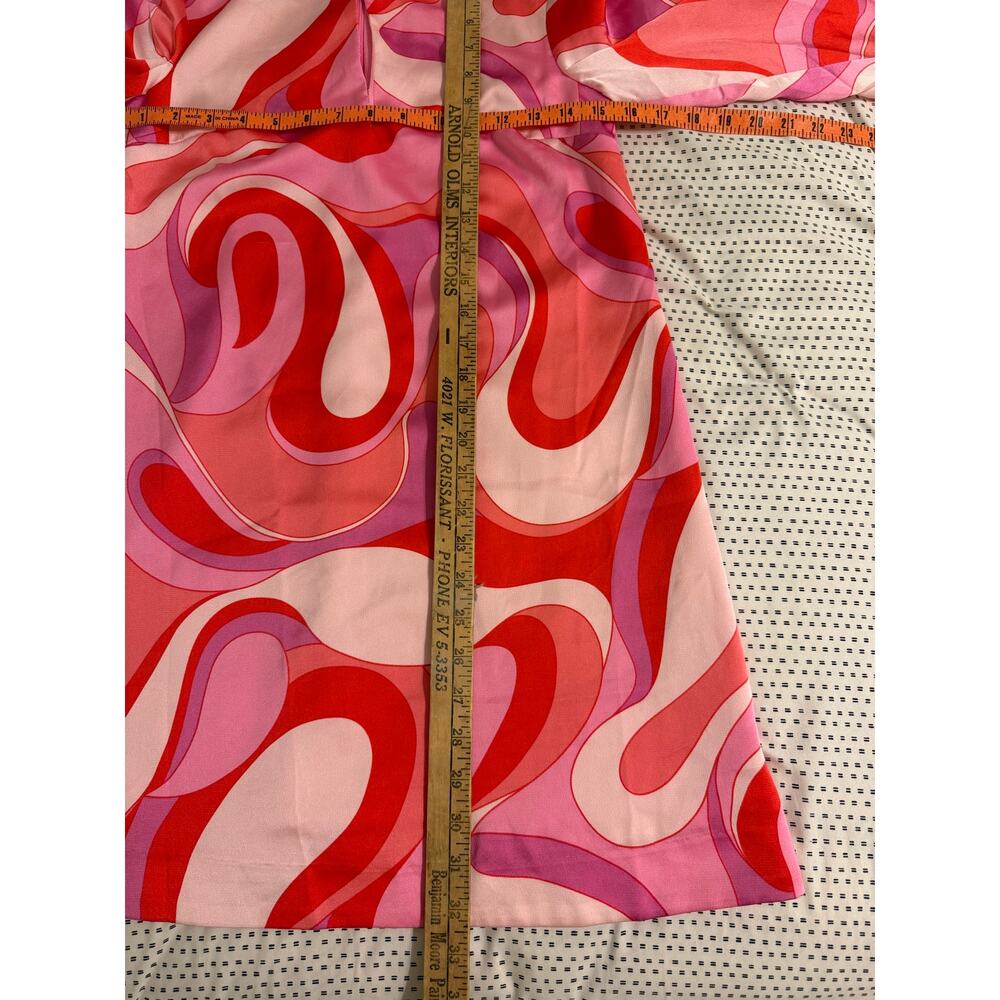 Preppy Swirly 70’s Keyhole Boho Chic TUCKERNUCK Mini Dress Bell Sleeve Romantic - Picture 5 of 12